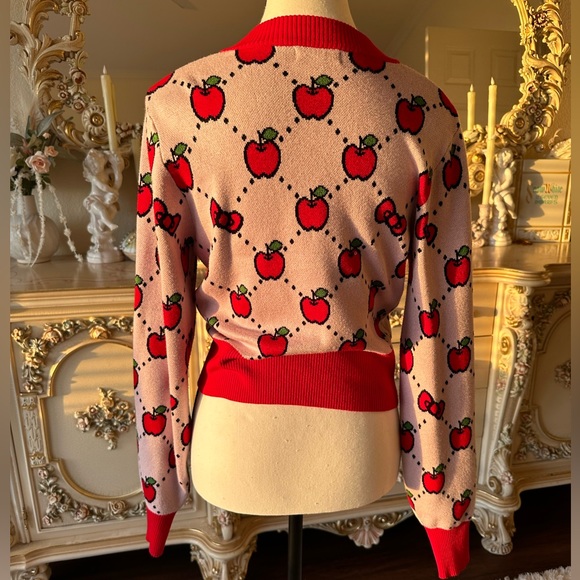 HELLO KITTY X SMAK PARLOUR PINK & RED APPLE CARDIGAN size small - Picture 3 of 13